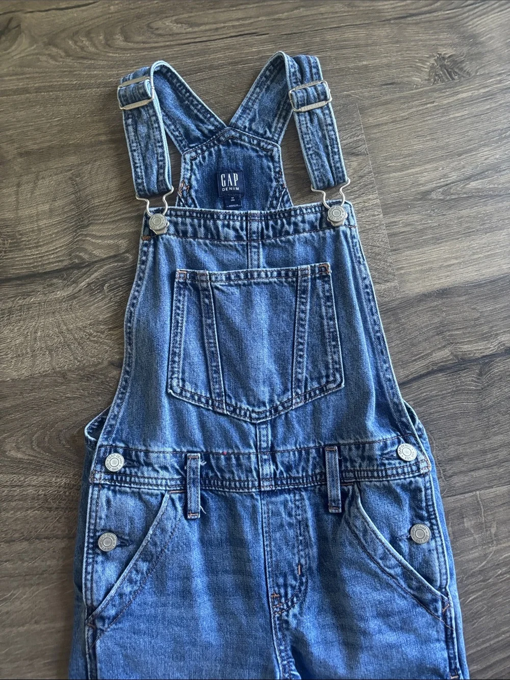 GAP Light Blue Denim Kids Overalls with Distressed Knees